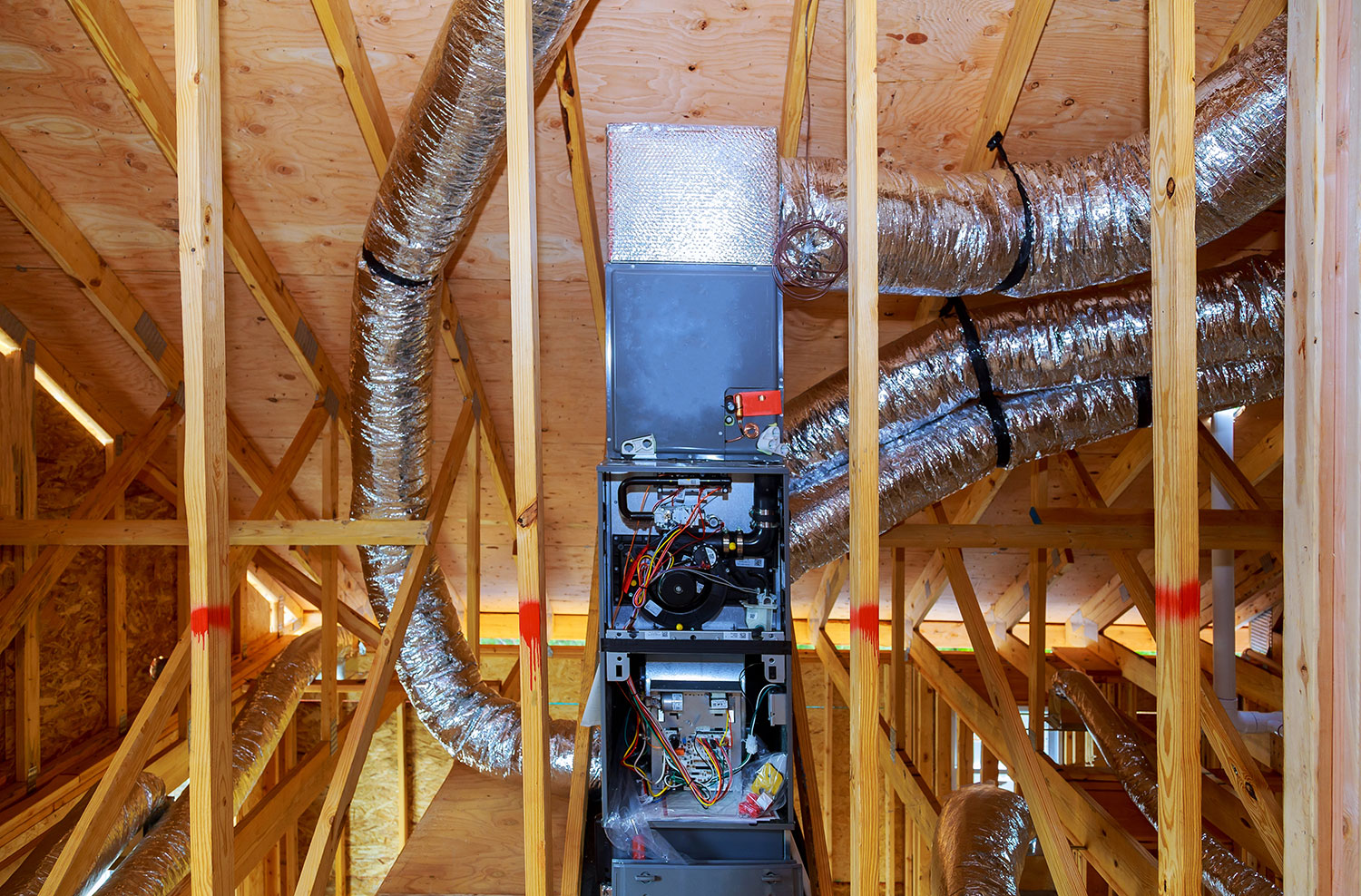 Installation of a home heating system in a new construction